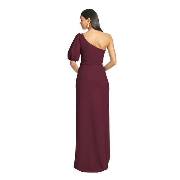 Sachin + Babi NWT Size 14 Nadia One Shoulder Deep Wine Stretch Crepe Gown - Picture 2 of 7